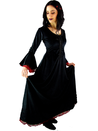 Samtkleid, Kleid mit Spitze, Gothickleid